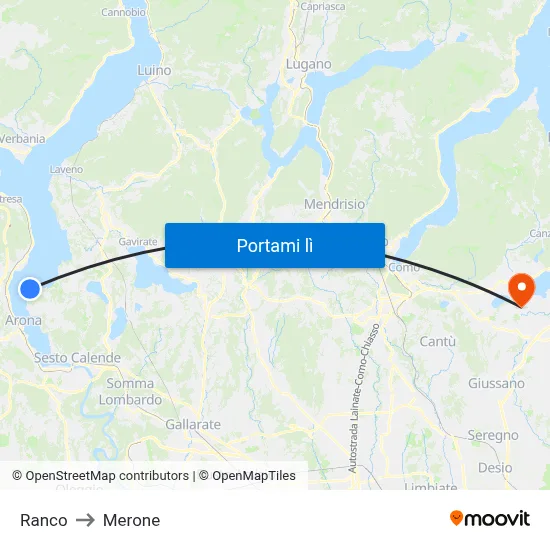 Ranco to Merone map