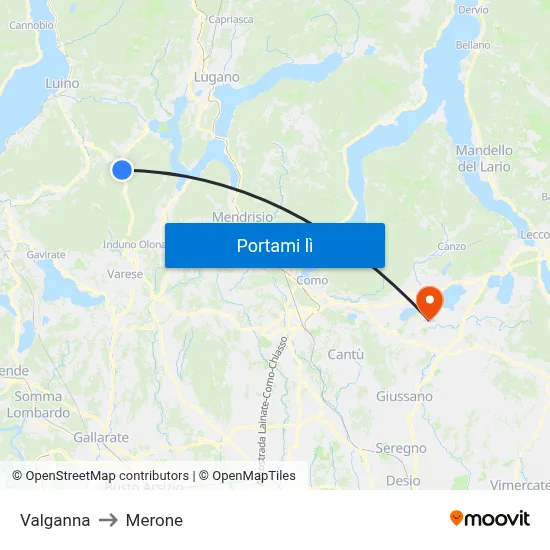 Valganna to Merone map