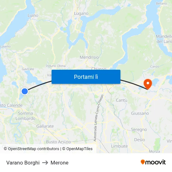 Varano Borghi to Merone map