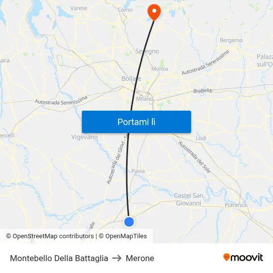 Montebello Della Battaglia to Merone map