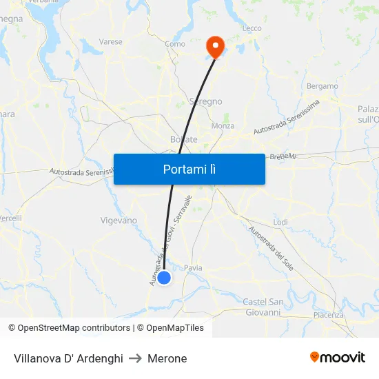 Villanova D' Ardenghi to Merone map