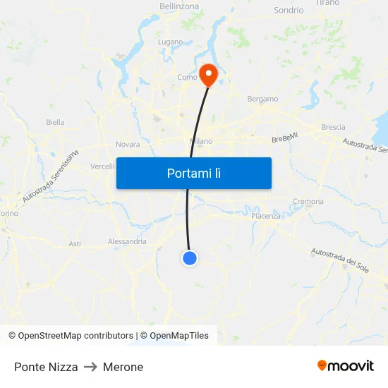 Ponte Nizza to Merone map
