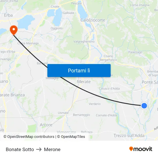 Bonate Sotto to Merone map