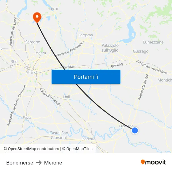Bonemerse to Merone map