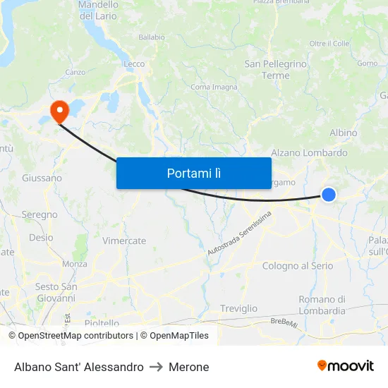 Albano Sant' Alessandro to Merone map