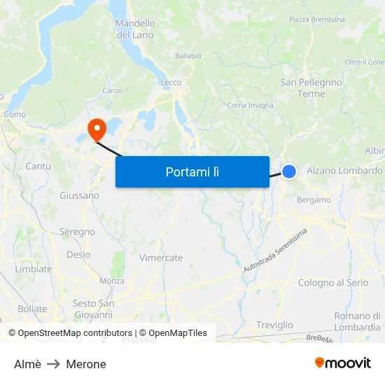 Almè to Merone map