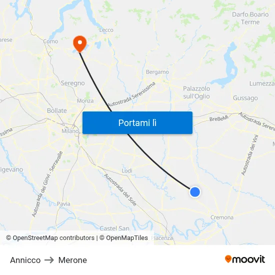 Annicco to Merone map