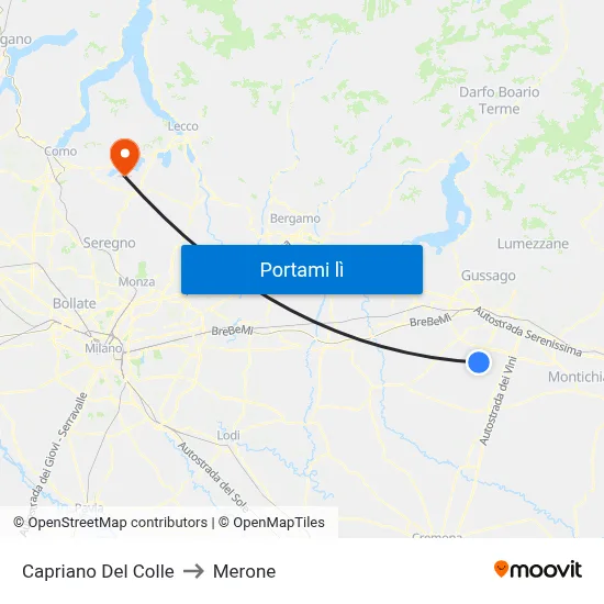 Capriano Del Colle to Merone map