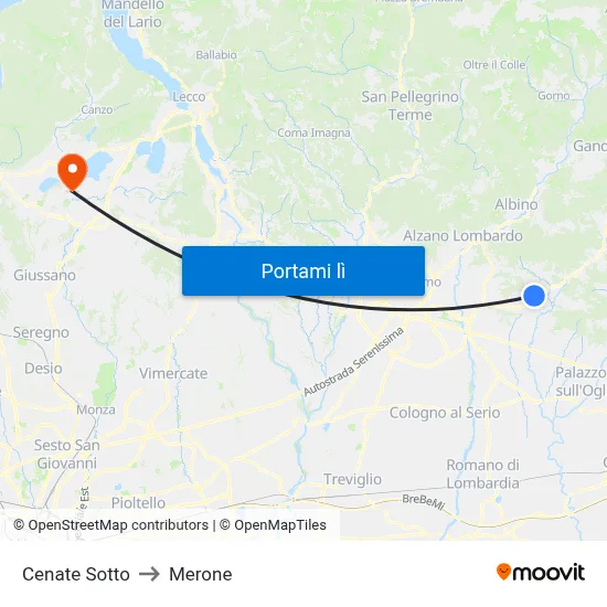 Cenate Sotto to Merone map