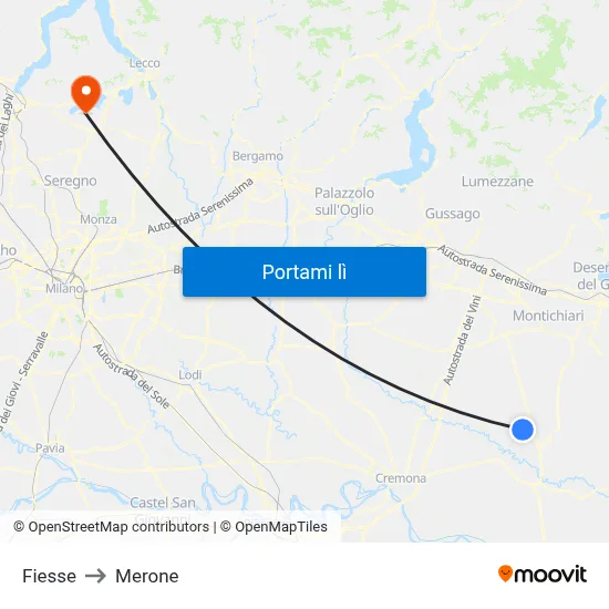 Fiesse to Merone map