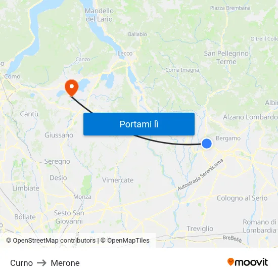 Curno to Merone map