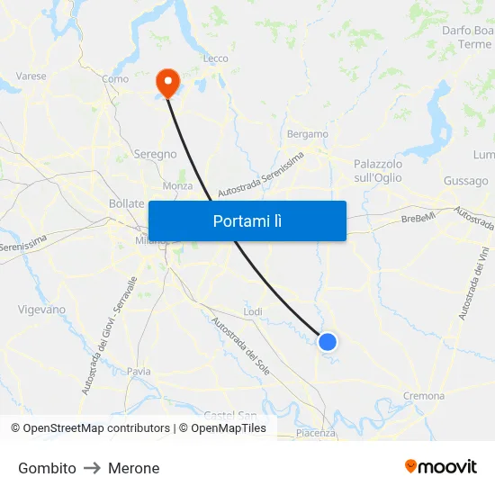 Gombito to Merone map