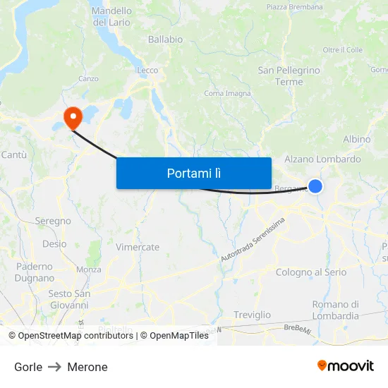Gorle to Merone map
