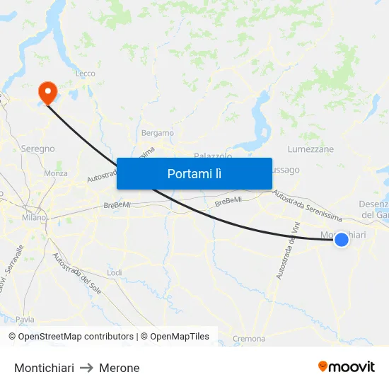 Montichiari to Merone map