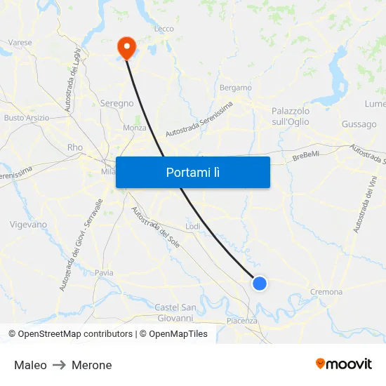 Maleo to Merone map