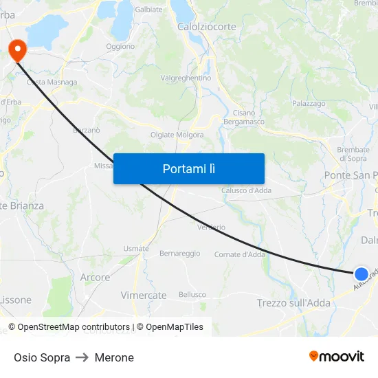 Osio Sopra to Merone map