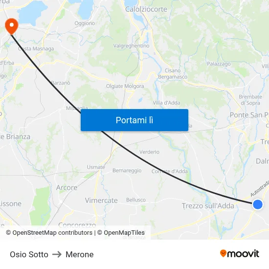 Osio Sotto to Merone map