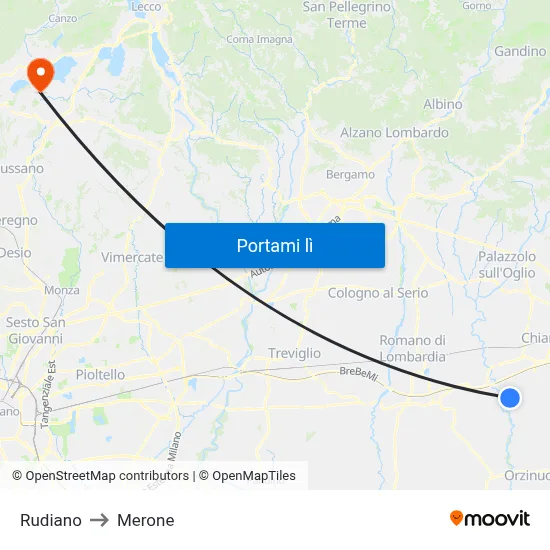 Rudiano to Merone map