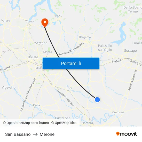 San Bassano to Merone map