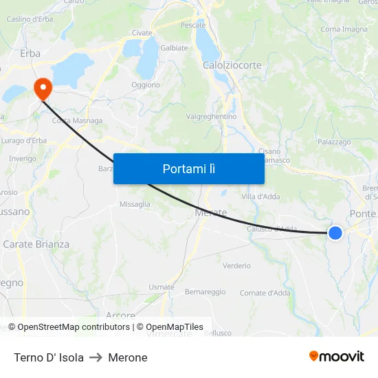 Terno D' Isola to Merone map