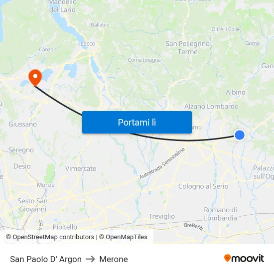 San Paolo D' Argon to Merone map