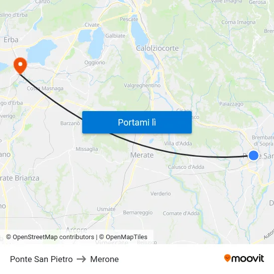 Ponte San Pietro to Merone map