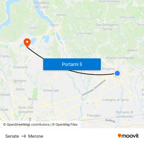 Seriate to Merone map