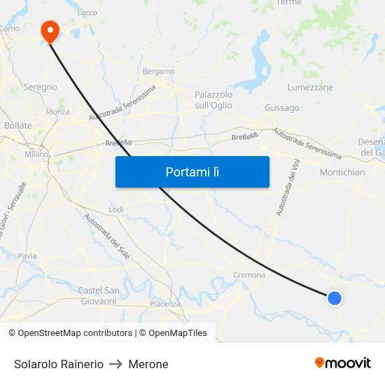 Solarolo Rainerio to Merone map