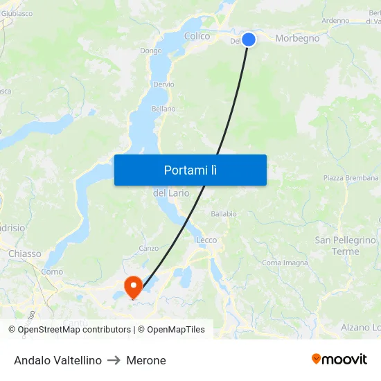 Andalo Valtellino to Merone map