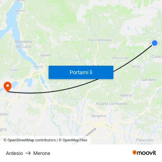 Ardesio to Merone map