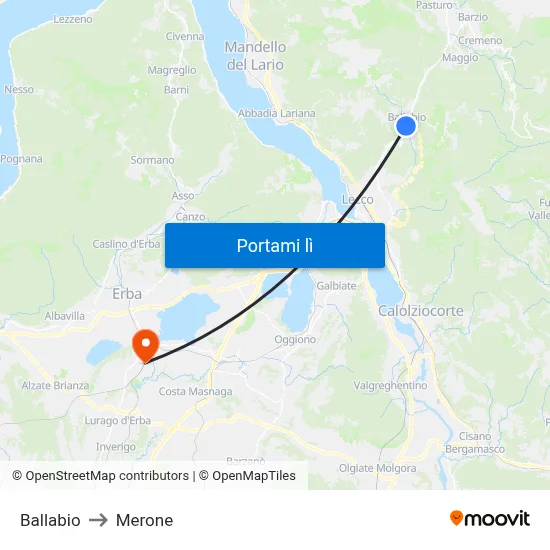 Ballabio to Merone map