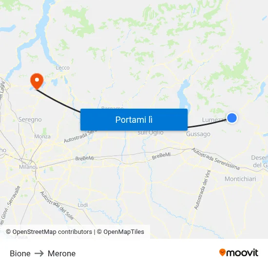 Bione to Merone map