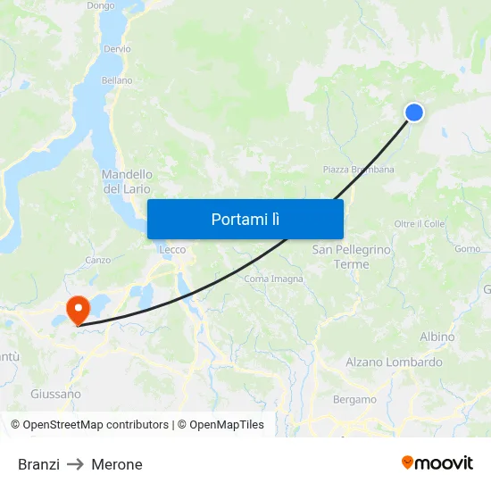 Branzi to Merone map