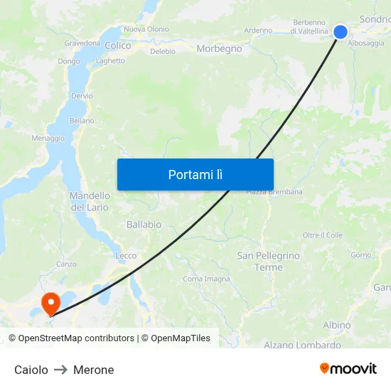 Caiolo to Merone map