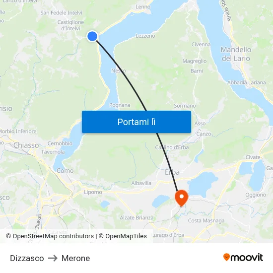 Dizzasco to Merone map