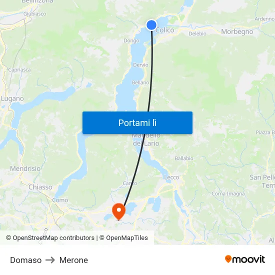 Domaso to Merone map