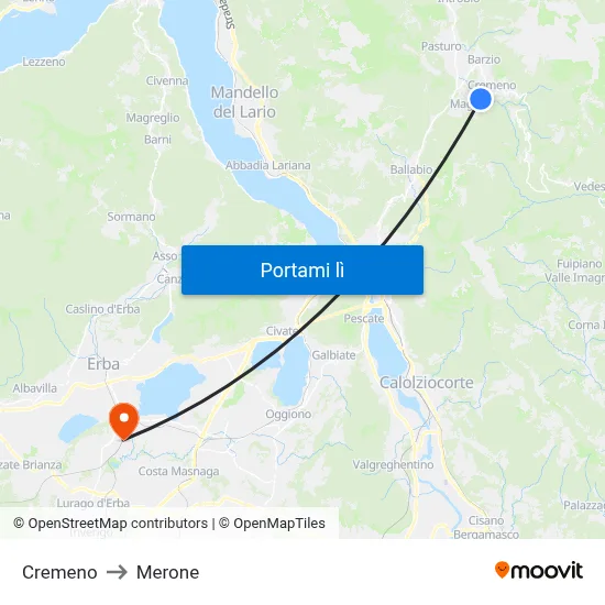 Cremeno to Merone map