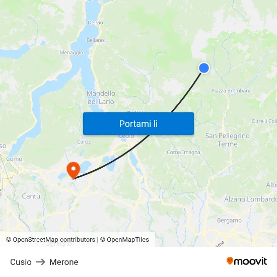 Cusio to Merone map