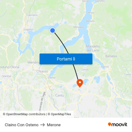 Claino Con Osteno to Merone map