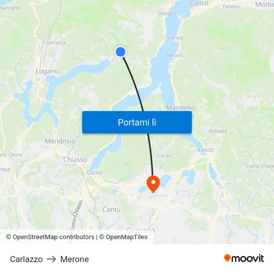 Carlazzo to Merone map