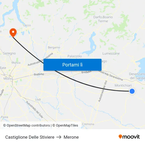 Castiglione Delle Stiviere to Merone map