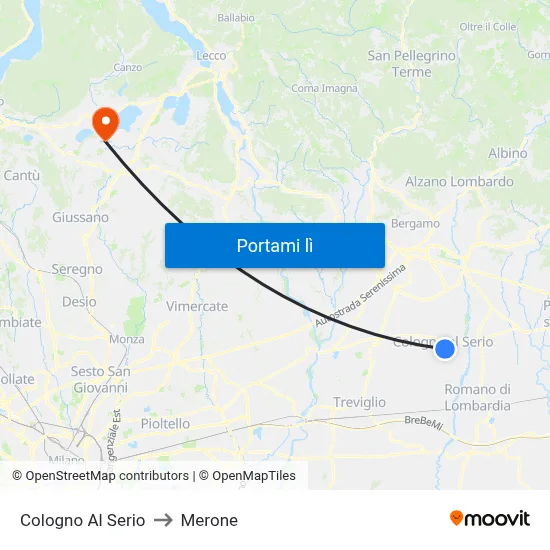 Cologno Al Serio to Merone map