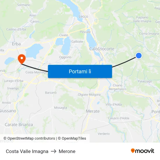 Costa Valle Imagna to Merone map