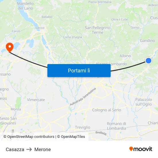 Casazza to Merone map