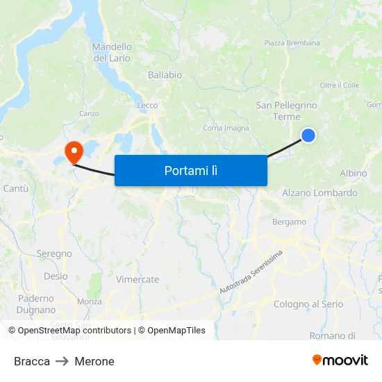 Bracca to Merone map
