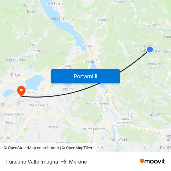 Fuipiano Valle Imagna to Merone map