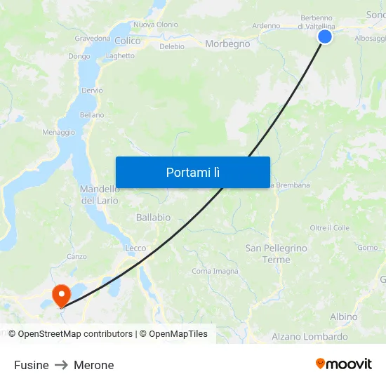 Fusine to Merone map