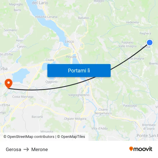 Gerosa to Merone map