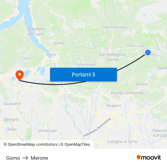 Gorno to Merone map