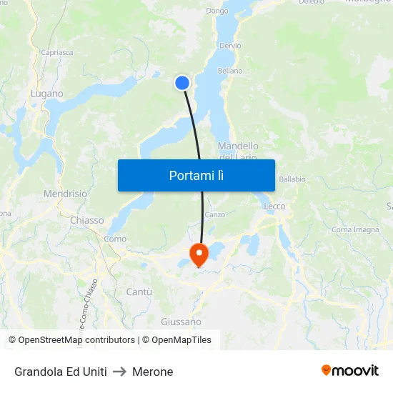 Grandola Ed Uniti to Merone map